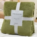 Grass green waffle plaid flannel blanket with decorative paper gift packaging band - 45x65cm Pet Blanket / Army Green