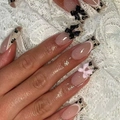 French leopard print press-on nails with 3D bows in long trapezoid shape - No Accessories Style / X-0471 French Leopard Bow