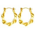 Minimalist wavy irregular hoop earrings in polished 18K gold finish for women - Irregular Wave Hoop