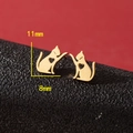 Pendientes de gato dorados en acero inoxidable con diseño de corazón de 11mm alto - 791 Gato Corazón Hueco Dorado
