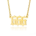 Golden stainless steel angel number 666 pendant necklace with elegant gothic chain - 666 Necklace / Gold