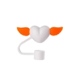 White heart straw cover with orange wings for 10mm Stanley tumbler straws - White with Orange Wings