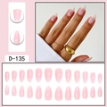 Pink gradient almond press-on nails with pearl accents and sparkling rhinestone details - Pink Gradient Artificial Pearl Style (D-135) / 24 Pcs/Set