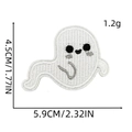 Ghost embroidered Halloween patch with white embroidery texture and size dimensions - Horror Style Patch 5# (Little Ghost)