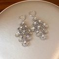 Orecchini a pendente in argento con forme a conchiglia e pietre di zircone brillanti - Orecchino a cerchio a ventaglio argento