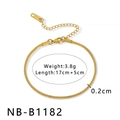 Elegant 18K gold plated stainless steel snake chain bracelet for women with lobster clasp - Flat Tight Snake Chain (NB-B1182)