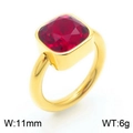 Minimalist gold titanium ring with a square red zircon stone, 11mm wide band - Gold Red