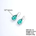 Silver drop earrings featuring pear-cut green zircon stones and micro-pave accents - White Gold Plated Cyan Blue