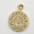 Golden Tree of Life pendant with micro-pave zircons and sparkling crystals - Round Tree of Life Gold Pendant