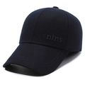 Gorra de béisbol de lana azul marino para hombre con protección de orejas para invierno - Ajustable / Azul marino