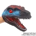 Soft rubber velociraptor hand puppet toy in blue and brown for kids, 19cm length - Velociraptor Hand Puppet