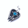 Retro titanium steel wings pendant with blue cat eye stone on a white background - Blue Eye Pendant Only (No Chain)