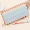 Pochette da donna capiente con sfumatura pastello e pratico cinturino da polso - Doppia Cerniera / Rosa
