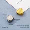 Mirror polished heart beads in steel and gold colors for jewelry making with dimensions - Heart Style (Half Striped) / Steel