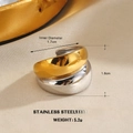 Chunky gold and silver mixed color stainless steel star ring with stacked design - Double Layer Two-Tone Thick Ring (Style 3)