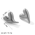 Orecchini a cuore in argento lucido 29,4mm, gioielli in acciaio inossidabile 16,3g - Stile Cuore Fluido (TE6766-S) / Argento