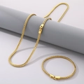 Conjunto de joyas de acero inoxidable dorado con collar de cadena de trigo y pulsera - Pulsera 21cm (aprox. 10g) / Dorado