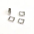 Set of four 14k gold-filled square bead rings for DIY jewelry making accessories - 8mm / White Gold