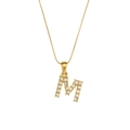 18K gold-plated snake chain necklace with a crystal-studded letter M pendant - Letter M
