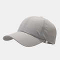 Detailed view of breathable laser-cut vents on dark grey quick-dry performance baseball cap - Adjustable / Light Gray
