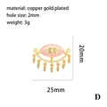Golden evil eye pendant with pink enamel and zircons, size 25x20mm copper gold plated - P03174-D Gold Fringe Eye Pink Enamel