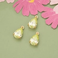 Sparkling pale yellow teardrop zircon pendant with gold plated bail for DIY jewelry - Light Green/Gold Base