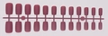 Detailed row of matte dark red long square press-on nails on a single plastic frame - Frosted Dark Red