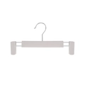 Minimalist white matte plastic pants hanger with adjustable anti-slip metal clips - Frosted Style / Khaki