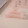 Pink matte rectangular claw clip for thick hair displayed on a minimalist desktop - #34 Transparent Frosted Pink - 10.5cm / Bulk (No Packaging)