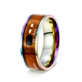 Rainbow NFC smart ring featuring circuit board pattern and Smart Ring engravings - Rainbow