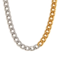 Collar de cadena cubana bicolor hip hop en acero inoxidable pulido oro y plata - Dos colores