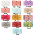 Infant nylon headbands set with 13 colors and gold polka dot lace bow patterns - 14 Mixed Colors