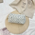 Blue floral cosmetic bag with cotton texture on woven mat with vintage aesthetic - Blue Floral / Blue Floral Small / Small
