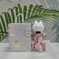 Cute bunny night light alarm clock in a decorative gift box with a pink ribbon - Shy Rabbit (White) + Bear Bag + Cupid Wrap