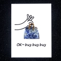 Blue and white natural crystal stone bag pendant with gold handle on a white card - Bag + Card / Sodalite