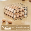 Double-layer transparent drawer egg storage box for 40 eggs with deep grooves - Transparent Egg Box Large Double Layer 40 Grids