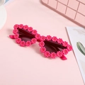 Occhiali da sole rosa a margherita per bambine da 1 a 6 anni con lenti scure protettive - Montatura Rosa Rosso Lenti Sfumate Grigie