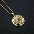 Goldene Edelstahlkette mit Horusauge-Anhänger und altägyptischen Gravuren - Gold Schwarz Gerieben Einzelanhänger