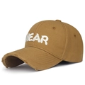 Distressed khaki baseball cap with white NEAR embroidery and frayed brim detail - Adjustable / Light Coffee