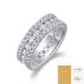 S925 Sterling Silber Moissanit Eternity Ring mit offiziellem GRA Zertifikat - US Größe 7 / Moissanit 2,0/1,5 mm (Mit GRA-Zertifikat)