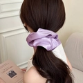 Oversized light purple satin hair scrunchie with smooth silk texture and soft pleats - Light Purple
