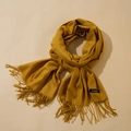 Classic ginger yellow cashmere-feel scarf with elegant fringes and a soft texture - Ginger Yellow