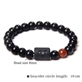 Aries zodiac bracelet with 8mm black stone beads and personalized charm for men - Aries