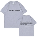 T-shirt femme décontracté en coton gris chiné avec col rond et imprimé de lettres noires - S / Hauts / Gris