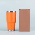 Insulated orange 30oz stainless steel tumbler with transparent lid and packaging box - Orange