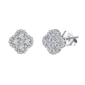 Sparkling S925 sterling silver four-leaf clover stud earrings with 8A grade zircon stones - Lze57-p