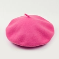 Thickened wool beret for women in vibrant fuchsia pink with a soft felted texture - M (56-58cm) / Rose Red
