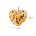 Goldener Herzanhänger mit sechs rosa Strasssteinen aus 14K vergoldetem Edelstahl 15mm - Rosarot