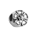 Silver alloy five-petal flower bead charm for DIY bracelet and necklace jewelry - Heart Flower 9x10mm