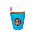 Blue coffee cup slow rising squishy toy with white cream topper and straw - Blue Cream Cup
